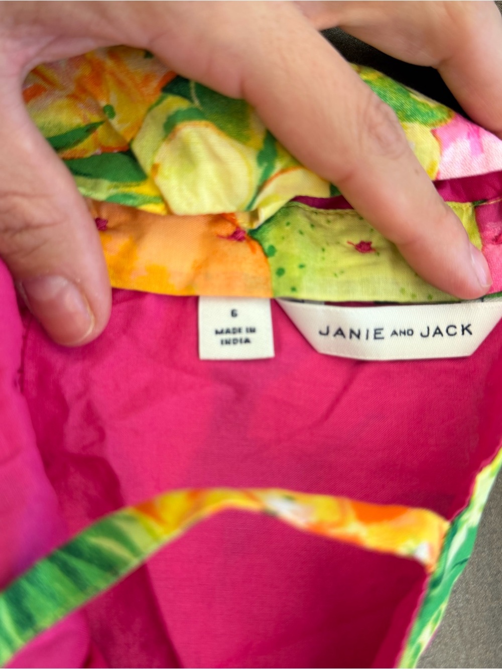 Janie and Jack Pink Lined Tropical Fruit Print - Picture 4 of 4